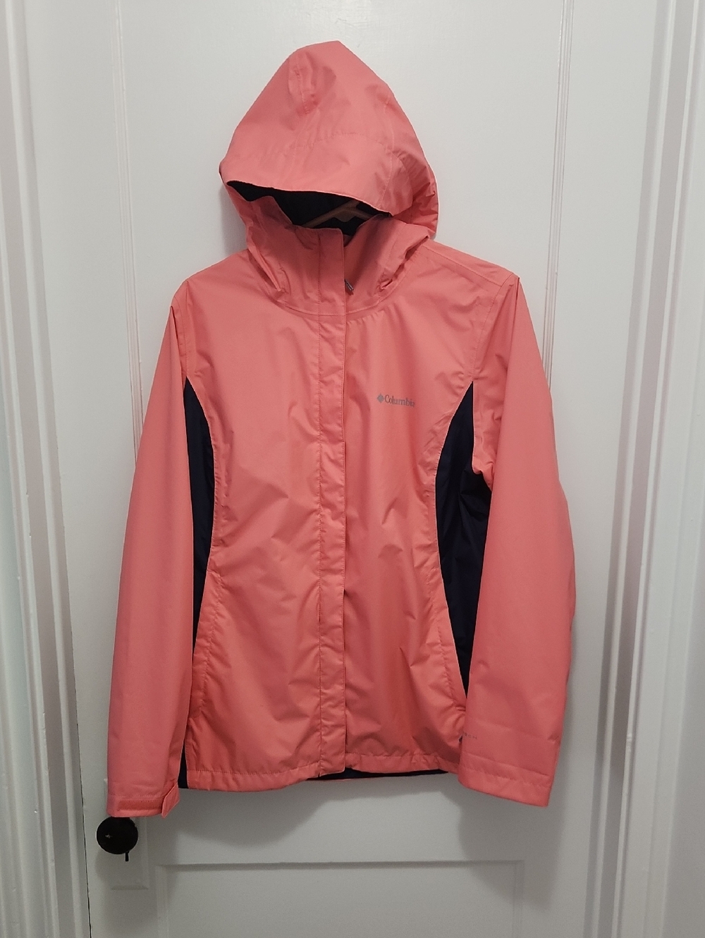 Columbia Women's Orange and Blue Windbreaker Rain Jacket Size Large
